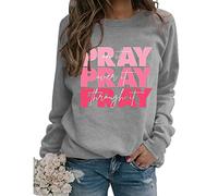 Générique Pray on It Pray Over It Pray Through It Sweat-Shirt chrétien pour Femme col Rond décontracté léger Pull Faith Tops