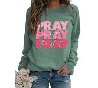 Générique Pray on It Pray Over It Pray Through It Sweat-Shirt chrétien pour Femme col Rond décontracté léger Pull Faith Tops