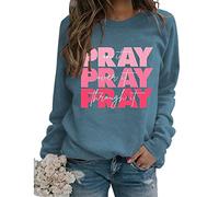 Générique Pray on It Pray Over It Pray Through It Sweat-Shirt chrétien pour Femme col Rond décontracté léger Pull Faith Tops
