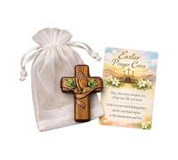 Générique Prayer Cross - Wooden Christian Crucifix | Palm Cross with Card and Bag, Compact 2.36x1.57 Inch Religious Accessory for Church Home Daily Devotion Meditation Prayer