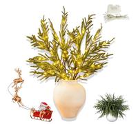 Générique Pre-Lit Pine Stems, Lighted Norfolk Pine Branches, Christmas Realistic Norfolk Pines Stems, Prelit Pines Stemss Twinkle for DIY Wreaths, Vase Fillers, Indoor Outdoor Decor (4 PCS)