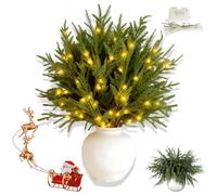 Générique Pre-Lit Pine Stems, Lighted Norfolk Pine Branches, Christmas Realistic Norfolk Pines Stems, Prelit Pines Stemss Twinkle for DIY Wreaths, Vase Fillers, Indoor Outdoor Decor (9 PCS)