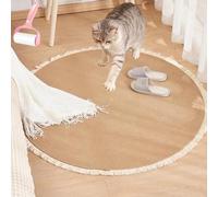 Générique Premium Cotton Rope Area Rug for Cats, Washable Round Vintage Reversible Woven Tassel Rugs, Cat Scratching Rug for Soft Durable and Stylish Home Accent