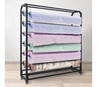Générique Présentoir à roulettes pour Tissus SOBS - Support de Rangement réglable en métal sur roulettes pour Rouleaux de Vinyle, Papier Transfert, Papier Peint, Nappe et Cuir (16 tiges, 130 cm)