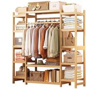 Générique Présentoir de Rangement, étagère de Vente, présentoir à Snacks, présentoir métallique, Portant à vêtements en Bambou, Portant Extra Large Portable avec 2 Barres de Suspension et 11 étagères