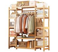 Générique Présentoir de Rangement, étagère de Vente, présentoir à Snacks, présentoir métallique, Portant à vêtements en Bambou, Portant Extra Large Portable avec 2 Barres de Suspension et 11 étagères