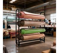 Générique Présentoir de Rangement Robuste pour Rouleaux de Tissu avec Barres réglables et roulettes, 160 cm, en Acier Mobile, pour Cuir, Films pour vitres, Papier Peint et Vinyle adhésif - 14 Barres