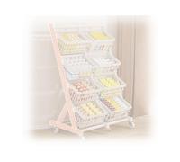 Générique Présentoir de Vente au détail à roulettes, étagère métallique pour Snacks, Fruits et légumes, 7 paniers Amovibles, Grande capacité de Charge, étagère de marché, Solution de Rangement Mobile