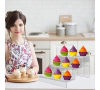 Générique Présentoir en acrylique,Supports acryliques transparents pour affichage | Riser d'affichage acrylique de 2/3 étapes pour des desserts de bijoux de figurines de petit gâteau d'affichage