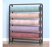 Générique Présentoir Robuste pour Rouleaux de Tissu avec Barres réglables et Roues freinables, Organisateur de présentation Mobile en Acier à 20 Barres pour Rouleaux de Papier Peint, nappes et Tissus