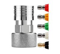 Générique Pressure Washer Hose Fitting - Quick Connect Conversion Piece for Outdoor Water Systems | Brass Thread Link with Compact Transfer Adapter, Home Washing Tool for Garage Lawn Backyard Tasks