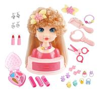 Générique Pretend Play Beauty Set, Braiding Practice with Hairpins and Makeup Tools, Interactive Kid Safe Styling Head Toy for 3-6 Years Old, Beginners, Salon Role Play, Pink Colored