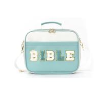 Générique Pretty Bible Bag for Women, Floral Chenille Letter Design, Large Capacity Bible Cover Case for Women, Quilted Bibles Case with Shoulder Strap, for Study Supplies (Green)