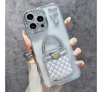 Générique Pretty Lady Case Cover for iPhone with Mirror, Glitter Magnetic Case with Invisible Stand, Electroplated Lens, Drop-Proof and Fully Covered, for iPhone 16/15/14/13/12 Series (Silver,13 Pro)
