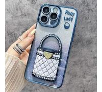 Générique Pretty Lady Case Cover for iPhone with Mirror, Glitter Magnetic Case with Invisible Stand, Fully Covered and Drop-Proof, for iPhone 16/15/14/13/12 Series (Blue,16plus)