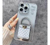 Générique Pretty Lady Case Cover for iPhone with Mirror, Glitter Magnetic Case with Invisible Stand, Fully Covered and Drop-Proof, for iPhone 16/15/14/13/12 Series (Silver,15)