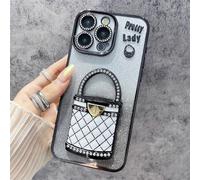 Générique Pretty Lady Case Cover for iPhone with Mirror, Glitter Magnetic Case with Invisible Stand, Fully Covered and Drop-Proof, for iPhone 16/15/14/13/12 Series (Black,16pro)