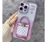 Générique Pretty Lady Case Cover for iPhone with Mirror, Glitter Magnetic Case with Invisible Stand, Fully Covered and Drop-Proof, for iPhone 16/15/14/13/12 Series (Pink,12pro)