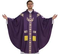 Générique Priest Costume - Catholic Chasuble With Ribbon | Father Mass Cape For Cosplay Costume | For Prayer s Church Wedding Events Photo Shoot Party Masquerades