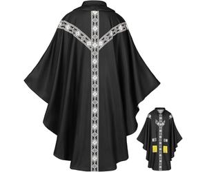 Générique Priest Costume - Catholic Chasuble With Ribbon | Father Mass Cape For Cosplay Costume | For Prayer s Church Wedding Events Photo Shoot Party Masquerades