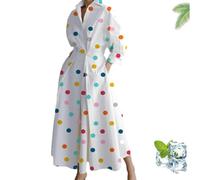 Générique Primarilyx Shirt Wrap Dress, New Women's Plain Lapel Shirt Wrap Dress, Women's Cotton Button Down Maxi (Rainbow Dots,M)