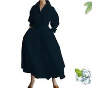 Générique Primarilyx Shirt Wrap Dress, New Women's Plain Lapel Shirt Wrap Dress, Women's Cotton Button Down Maxi (Blue,4TG)