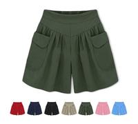 Générique Primarilyx Shorts, Primarilyx Women Beach Casual Hot Shorts, with Elastic Waistband, Pants Walking Athletic (Army Green,3TG)