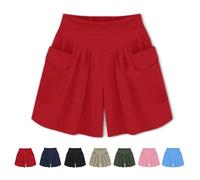 Générique Primarilyx Shorts, Primarilyx Women Beach Casual Hot Shorts, with Elastic Waistband, Pants Walking Athletic (Red,3TG)