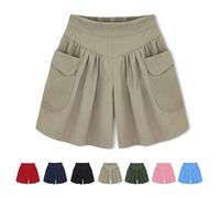 Générique Primarilyx Shorts, Primarilyx Women Beach Casual Hot Shorts, with Elastic Waistband, Pants Walking Athletic (Khaki,3TG)