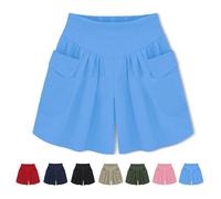 Générique Primarilyx Shorts, Primarilyx Women Beach Casual Hot Shorts, with Elastic Waistband, Pants Walking Athletic (Blue,3TG)