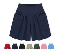 Générique Primarilyx Shorts, Primarilyx Women Beach Casual Hot Shorts, with Elastic Waistband, Pants Walking Athletic (Navy Blue,4TG)