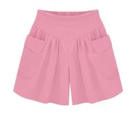 Générique Primarilyx Shorts, Summer Pleated Wide Leg Short,Women’s Beach Casual Hot Shorts with Elastic Waistband Comfortable & Breathable (Pink,TTG)