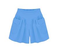 Générique Primarilyx Shorts, Summer Pleated Wide Leg Short,Women’s Beach Casual Hot Shorts with Elastic Waistband Comfortable & Breathable (Blue,S)