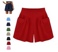 Générique Primarilyx Shorts, Women’s Summer Shorts with Elastic Waistband and Pockets, Comfortable & Breathable (Red,M)