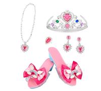 Générique Princess Jewelry Set, Elegant Dress Up Accessories Kit, 5 Piece Costume Collection with Storage Box, Polished Gem Ornaments, Fantasy Toys with Glitter, Pretend Play for Girls Parties