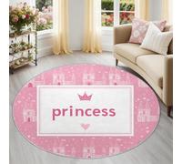 Générique Princesse Château Tapis Rond Enfant 180 cm, Lavable & Antidérapant, Rose À La Mode Mignonne Tapis de Jeux Doux pour Chambre Bébé & Nurserie