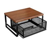 Générique Printer Desk Stand - 37x25x19cm Wood Metal 1900g Double Tier Space Saving Storage Shelf | Printer Shelf, Desktop Organizer for Office Kitchen Appliances, Home Office Kitchen Desk Use
