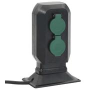 Générique Prise d'extérieur avec Piquet à 2 Voies Noir Vert 15,5x11x24 cm,Quincaillerie, Accessoires électriques, Prises de Courant, (Poids 0.88KG)