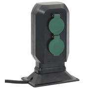 Générique Prise d'extérieur avec Piquet à 4 Voies Noir Vert 15,5x11x24 cm,Quincaillerie, Accessoires électriques, Prises de Courant, (Poids 0.96KG)