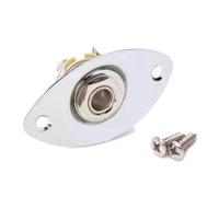 Générique Prise Jack Ovale Argentée pour Guitare Électrique et Basse avec 2 Vis de Montage, Facile à Installer, Finition Brillante et Matériau en Fer et Cuivre Plaqué