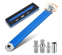 Générique Pro Extension Décalée 39 cm, Cle Extension Decalee Multifonction avec 4 Adaptateurs (1/4", 3/8", 1/2" et Embout) pour Espaces Restreints, Réparation Auto et Bricolage