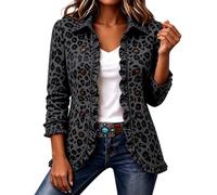 Générique Produit catégorie Veste femme imprimé léopard volants boutons manches longues coupe ajustée manteau décontracté quotidien sans éléments répétitifs