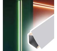 Générique Profilé de corniche pour Bande LED - Canal en Aluminium de 2,8 m pour plinthes et diffuseur d'angle Plafond/Mur, idéal pour l'éclairage de plinthes et d'accentuation