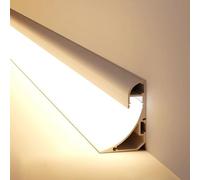 Générique Profilé de plinthe LED - Rail en Aluminium de 2 m pour éclairage indirect dans Le Couloir, la Cuisine et Le Salon - Diffuseur décoratif pour Une Ambiance chaleureuse