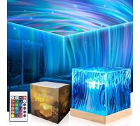 Générique Projecteur Ciel Étoilé et Aurore Boréale - Lampe Cube avec Haut-Parleur Bluetooth, 16 Couleurs, Télécommande USB, Effet Ondulatoire et Rechargeable, pour Décoration et Cadeau (A)