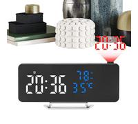 Générique Projection Clock - ABS 19.3cm, LED Screen | 270 Degree Rotatable Projector, Alarm, Temperature and Humidity, Brightness Control for Bedroom, Living Room, Study