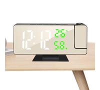 Générique Projection Clock for Bedroom Ceiling - ABS 18.5x5.5x10.2cm | Digital Alarm Clock with 4 Brightness Dimmer Temperature Humidity Mirror Display 180 Degree Rotatable Projectorfor Sleep Office