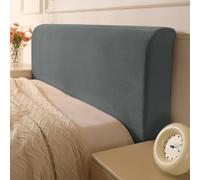 Générique Protection Anti-poussière Extensible en Velours Housse de Tête de Lit Couleur Unie pour Chambre à Coucher Élastique en Velours Couvre Tete De Lit De Gris 200-220cm(79"-86")