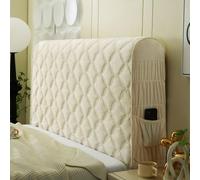 Générique Protection matelassée en Velours épais rembourrée Housse de Tête de Lit pour lit Queen King Couvre Tete De Lit De Chambre et Full avec Poche de Rangement latérale Beige 220cm/86.6 ''
