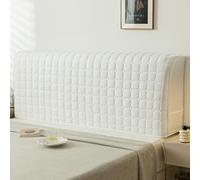 Générique Protection matelassée en Velours Housse de Tête de Lit pour lit Double, Housse Tete de Lit 140 cm avec Rembourrage Anti poussière et Poches Blanc 59''